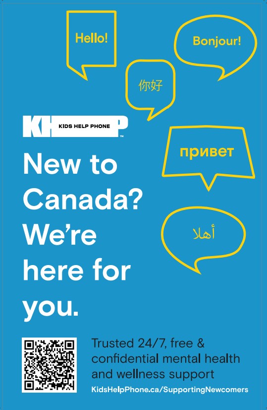 Kids Help Phone supporting newcomer youth poster